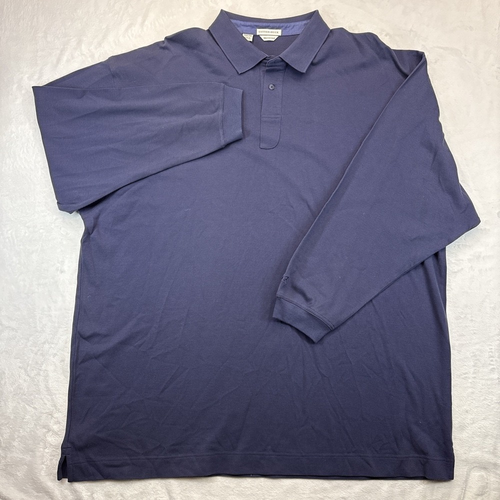 Cutter & Buck Men's Polo Shirt Size 3XB Long Sleeve Navy Blue Mercerized Golf